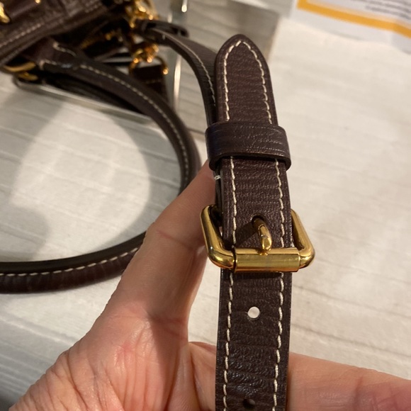 Louis Vuitton Besace Angele Mini Lin Ebene W/COA and Crossbody Strap 2 way - Picture 14 of 16